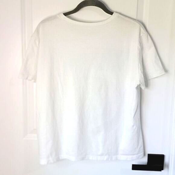 Nirvana White Blue Green Distressed Graphic Crop T-Shirt Top - Size Large - Picture 2 of 8